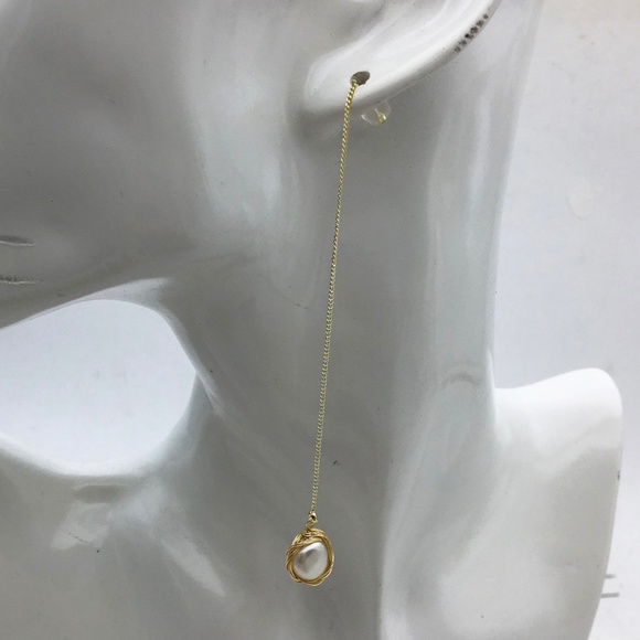 Baroque Pearl Threader Earrings - 14K Gold Plate - Picture 4 of 8